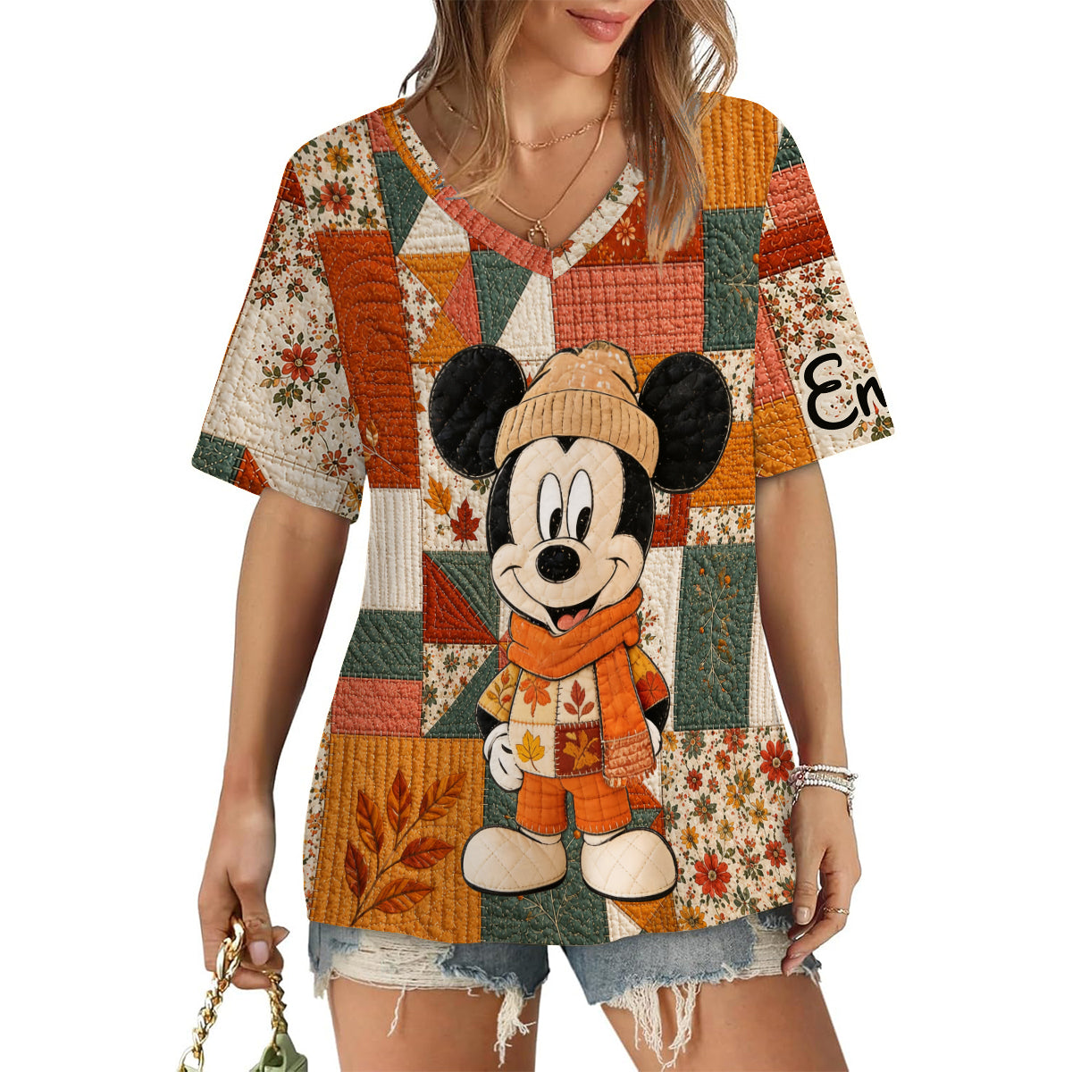 Personalized Cartoon Magical Mouse V-Neck T-Shirt Gift for Fall Fully Printed V-Neck T-Shirt GradoCreations