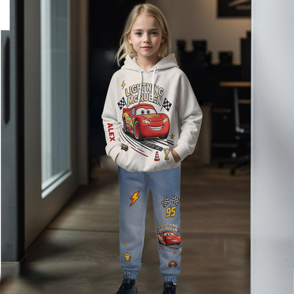 Personalized Kids Hoodie & Jogger Set Racing Adventure Gift Kid Hoodie & Kid Jogger Sweatpants GradoCreations