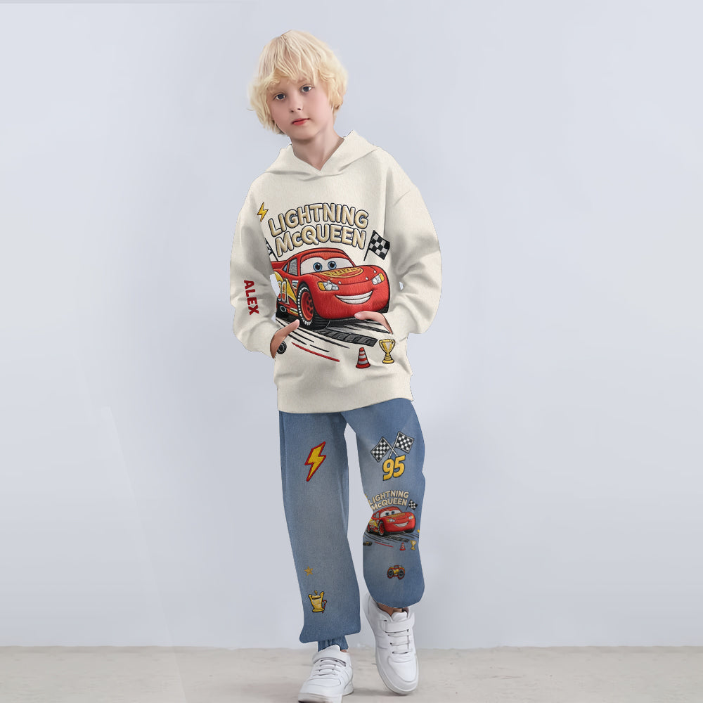 Personalized Kids Hoodie & Jogger Set Racing Adventure Gift Kid Hoodie & Kid Jogger Sweatpants GradoCreations