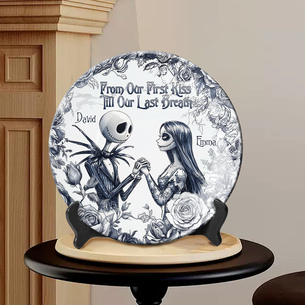 Personalized Nightmare Ceramic Plate Custom Name Gift for Couples Ceramic Round Plate GradoCreations