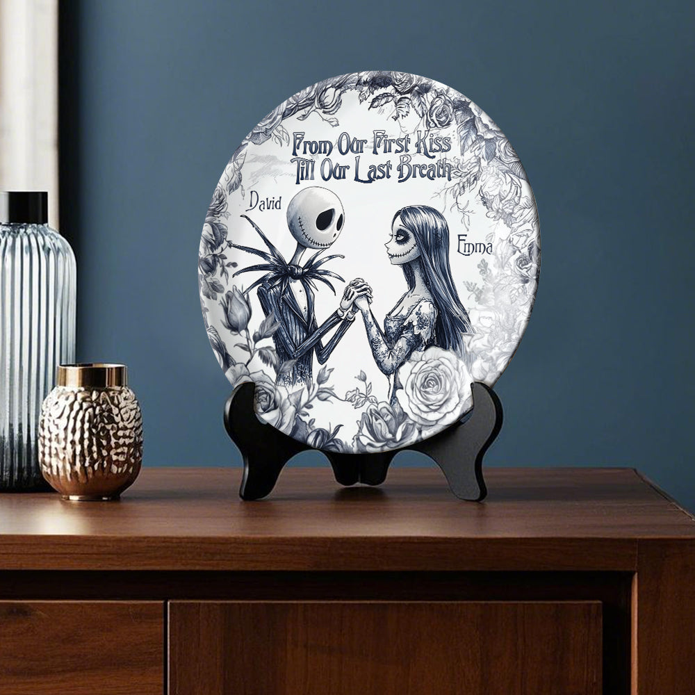 Personalized Nightmare Ceramic Plate Custom Name Gift for Couples Ceramic Round Plate GradoCreations