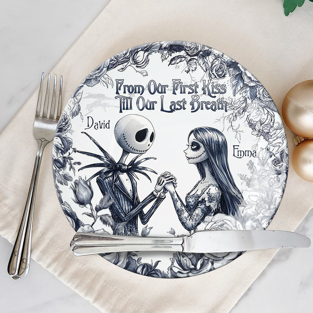 Personalized Nightmare Ceramic Plate Custom Name Gift for Couples Ceramic Round Plate GradoCreations