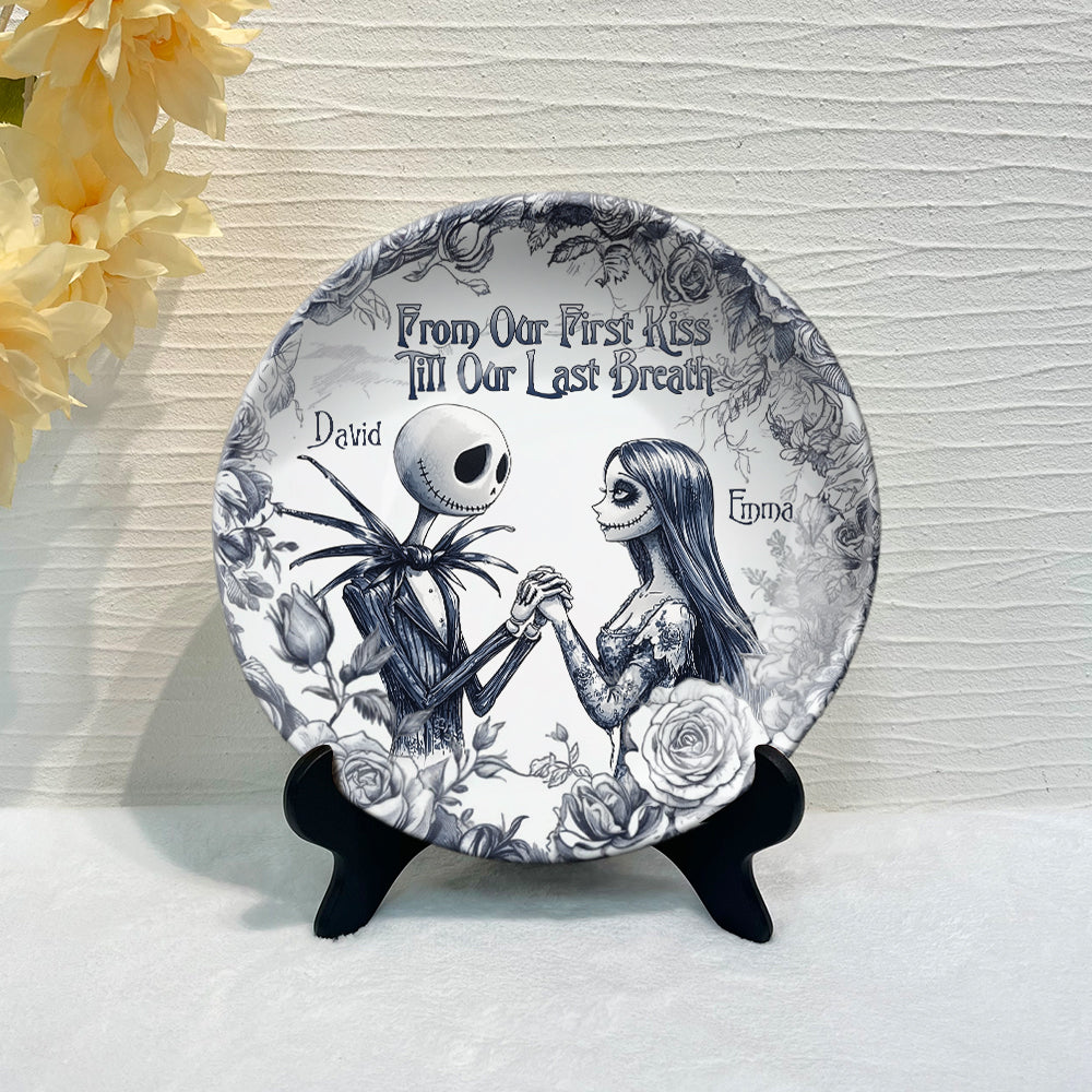 Personalized Nightmare Ceramic Plate Custom Name Gift for Couples Ceramic Round Plate GradoCreations