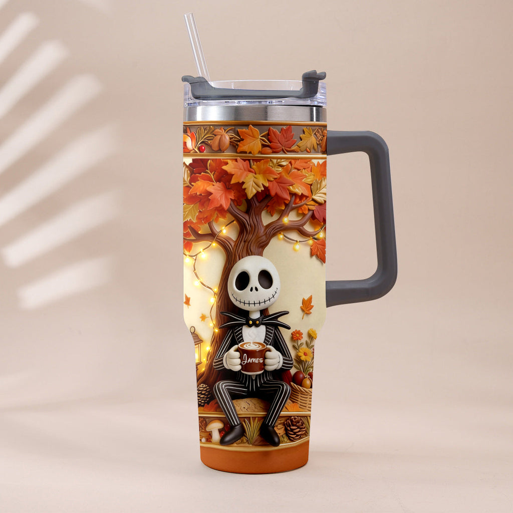 Personalized Fall Tumbler with Plush Charm - Custom Name Gift Tumbler With Plush Charm GradoCreations