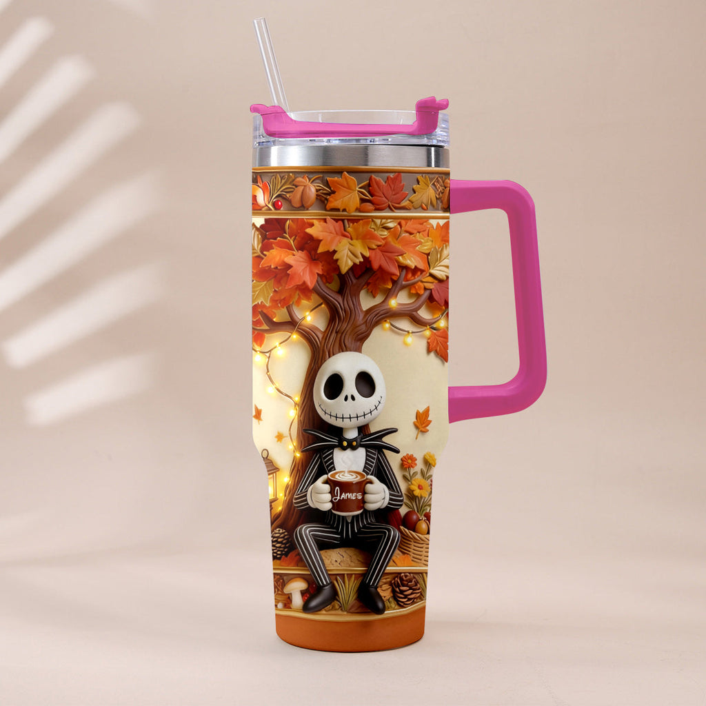 Personalized Fall Tumbler with Plush Charm - Custom Name Gift Tumbler With Plush Charm GradoCreations