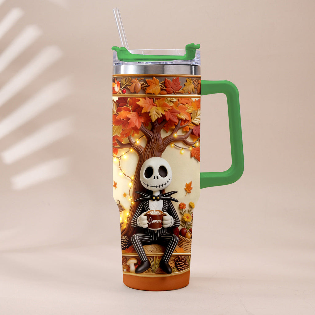 Personalized Fall Tumbler with Plush Charm - Custom Name Gift Tumbler With Plush Charm GradoCreations