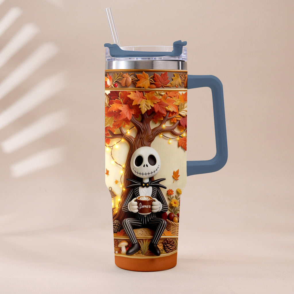 Personalized Fall Tumbler with Plush Charm - Custom Name Gift Tumbler With Plush Charm GradoCreations