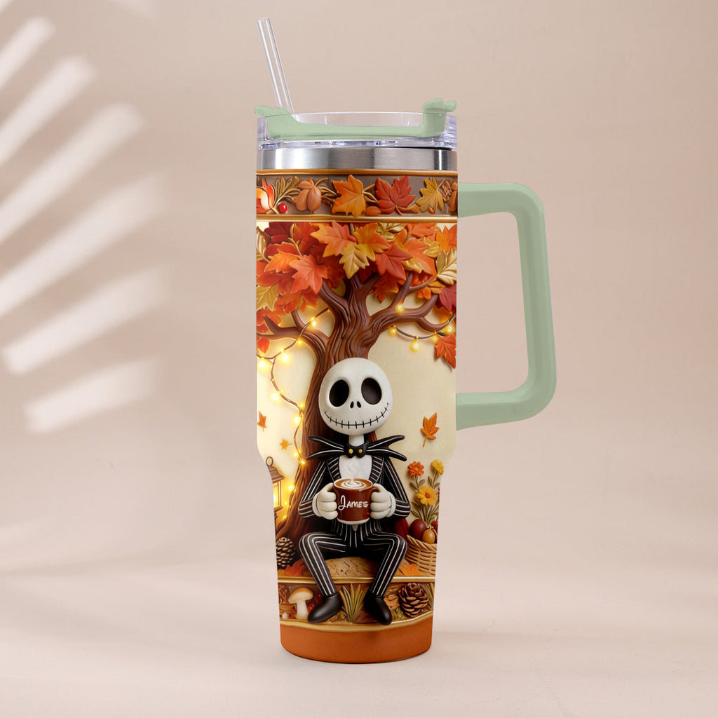 Personalized Fall Tumbler with Plush Charm - Custom Name Gift Tumbler With Plush Charm GradoCreations