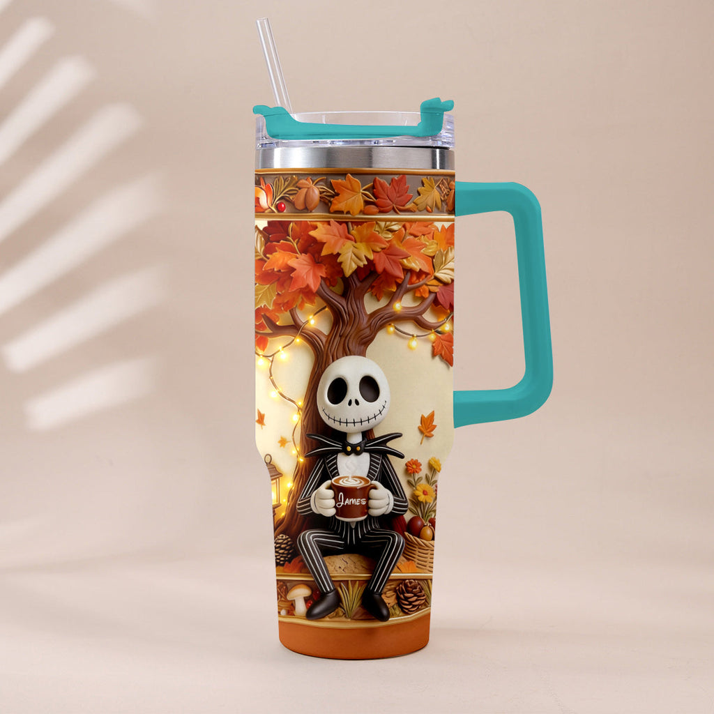 Personalized Fall Tumbler with Plush Charm - Custom Name Gift Tumbler With Plush Charm GradoCreations