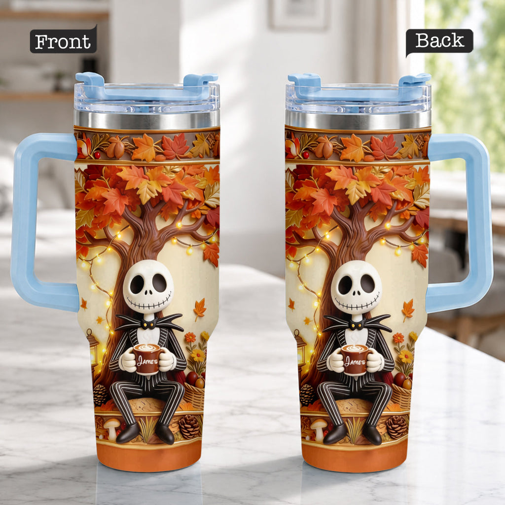 Personalized Fall Tumbler with Plush Charm - Custom Name Gift Tumbler With Plush Charm GradoCreations