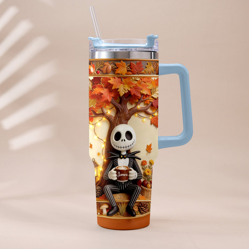 Personalized Fall Tumbler with Plush Charm - Custom Name Gift Tumbler With Plush Charm GradoCreations