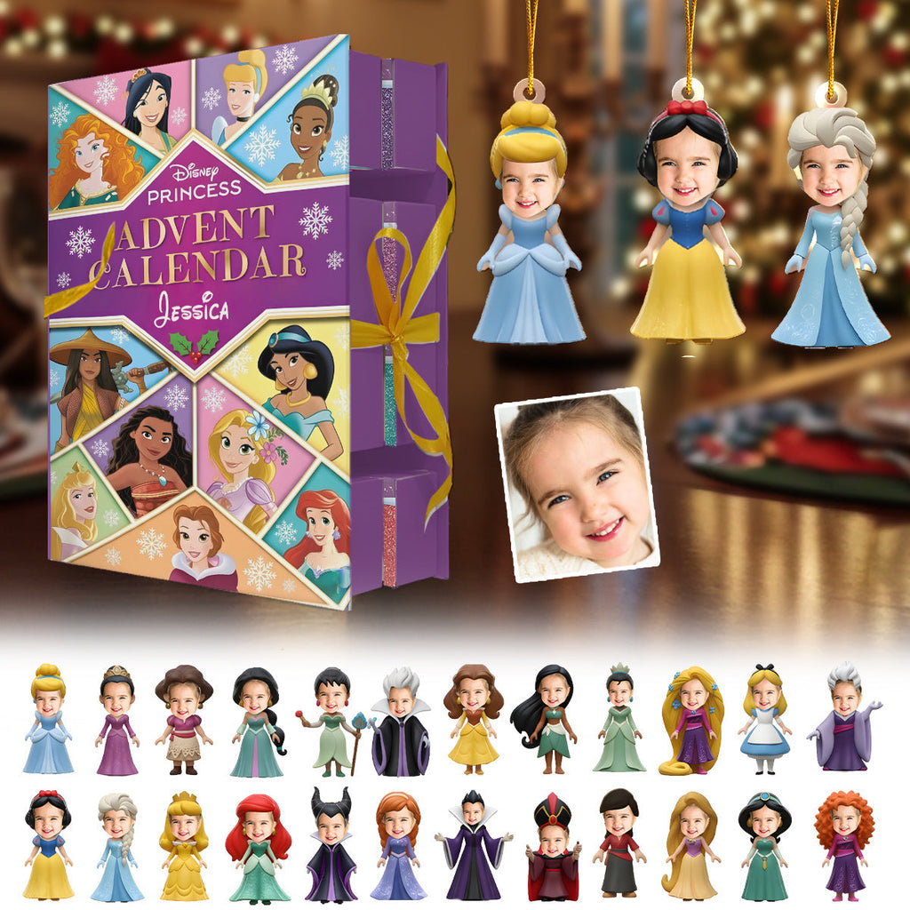 Personalized Disney Princess Advent Calendar with Ornaments for Kids Folded Advent Calendar With Ornaments GradoCreations
