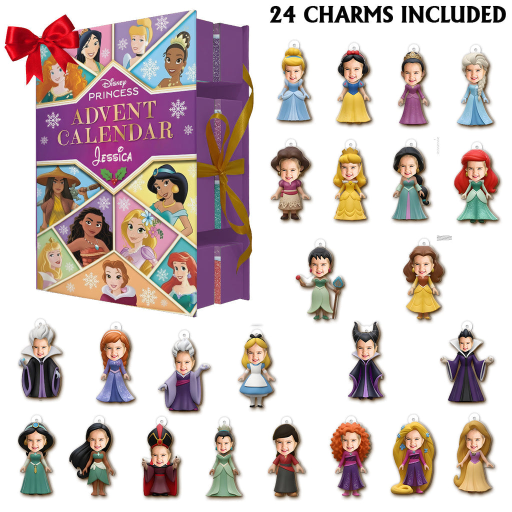 Personalized Disney Princess Advent Calendar with Ornaments for Kids Folded Advent Calendar With Ornaments GradoCreations