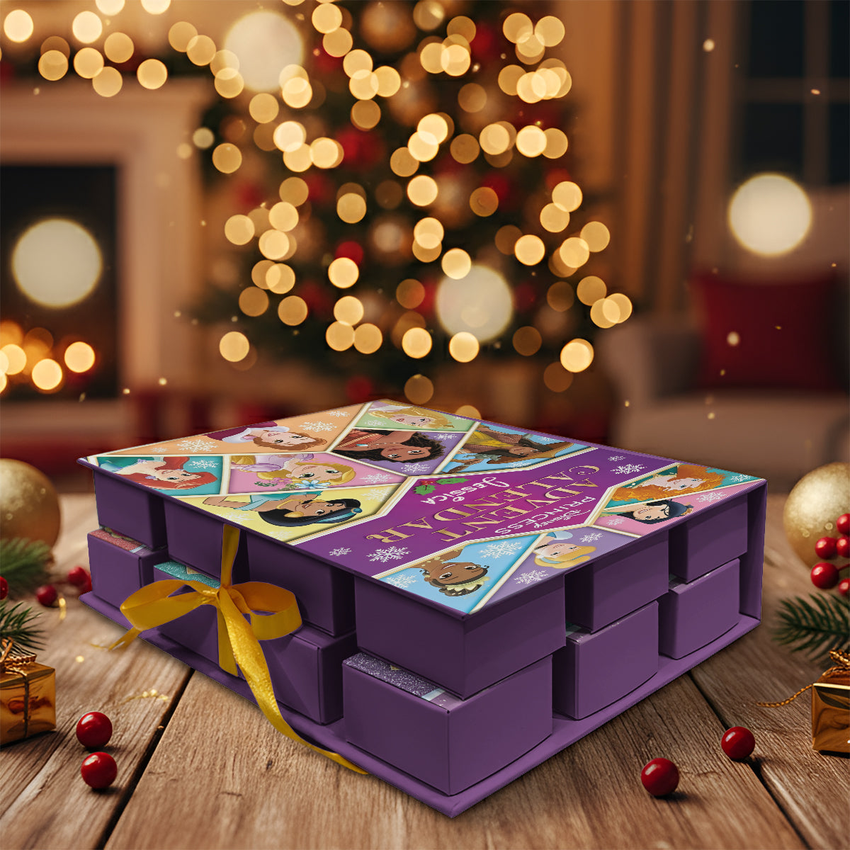 Personalized Disney Princess Advent Calendar with Ornaments for Kids Folded Advent Calendar With Ornaments GradoCreations