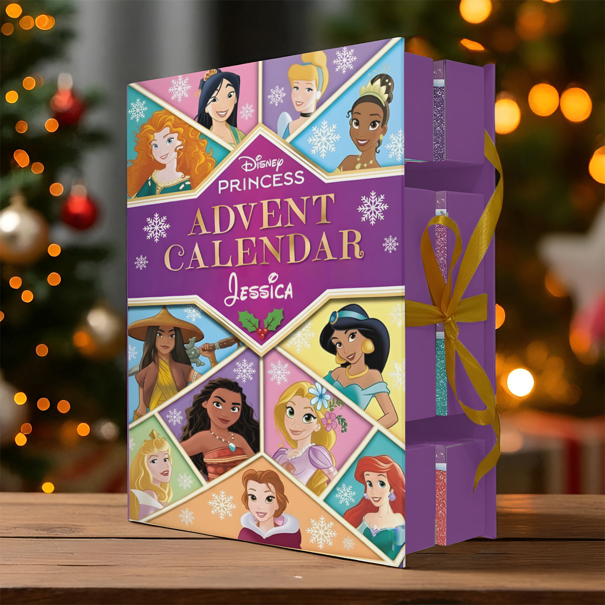Personalized Disney Princess Advent Calendar with Ornaments for Kids Folded Advent Calendar With Ornaments GradoCreations