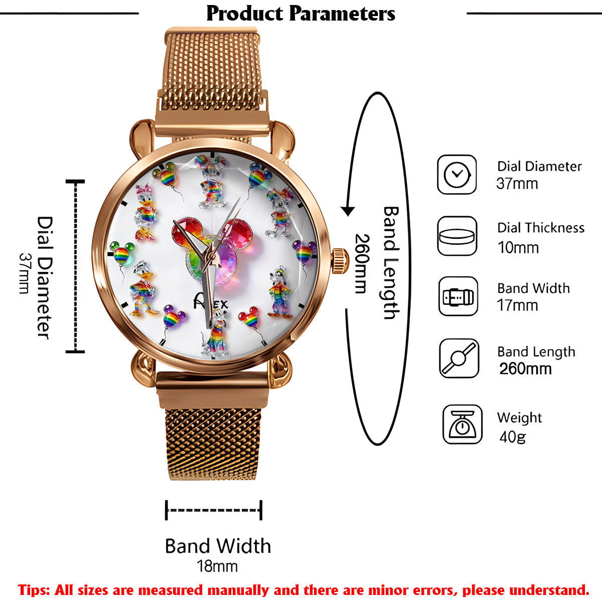 Personalized Pride Women’s Hand Watch with Colorful Design Women Hand Watch GradoCreations
