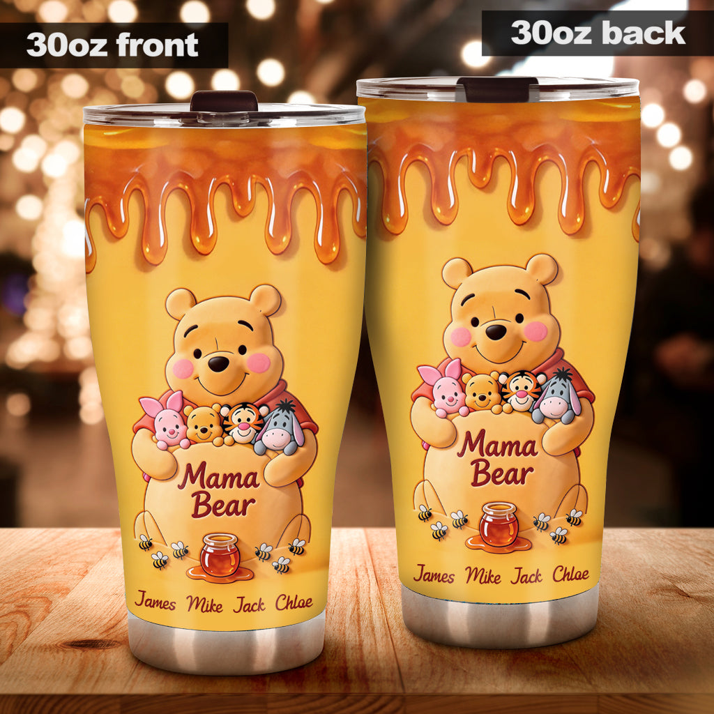 Personalized Mama Bear Yellow Tumbler Custom Name Gift for Mom Tumbler GradoCreations