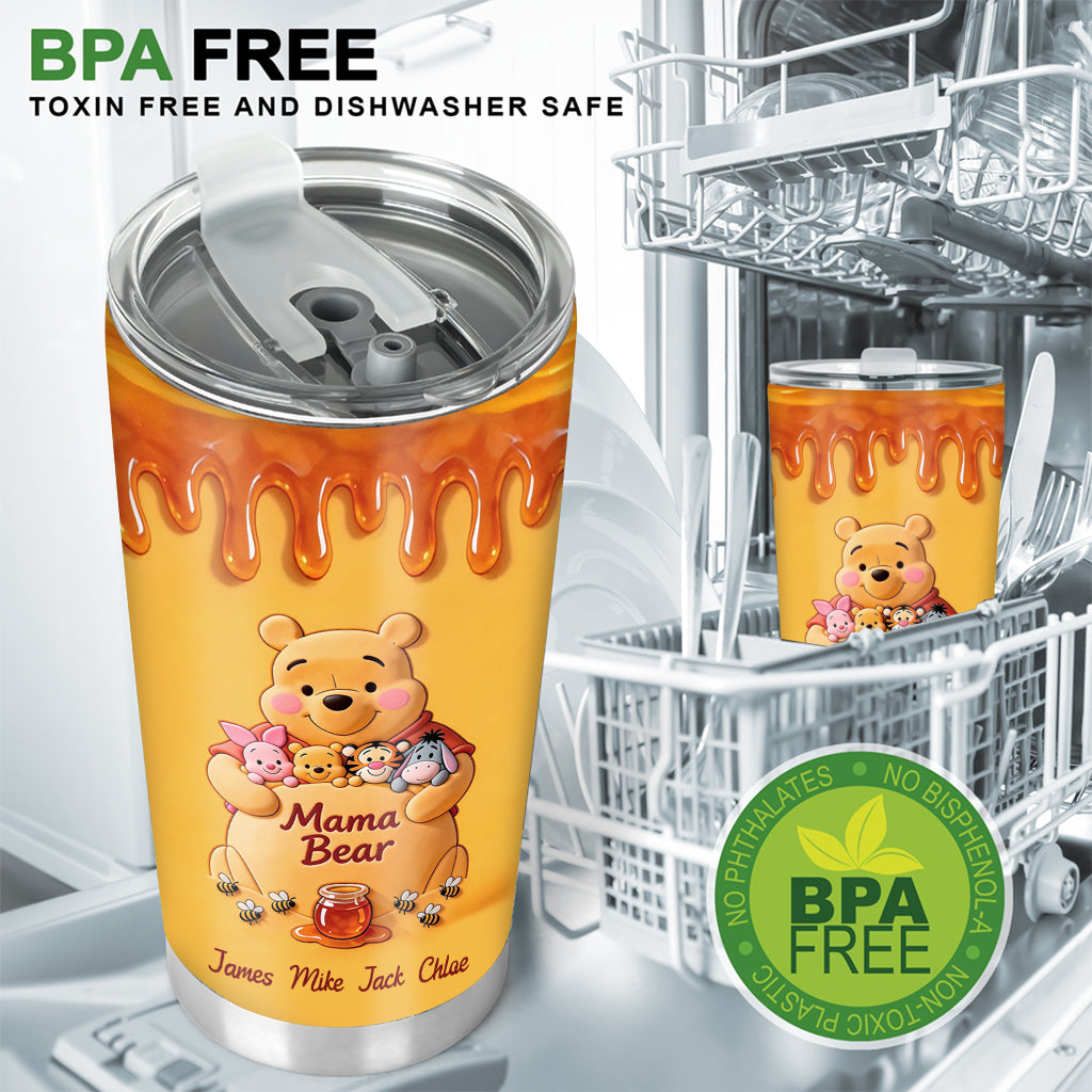 Personalized Mama Bear Yellow Tumbler Custom Name Gift for Mom Tumbler GradoCreations