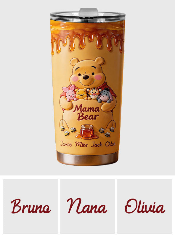 Personalized Mama Bear Yellow Tumbler Custom Name Gift for Mom Tumbler GradoCreations