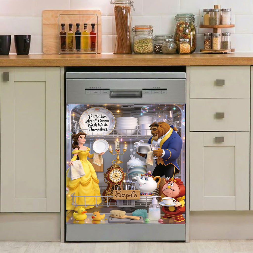 Personalized Dishwasher Cover Beauty and the Beast Custom Name Gift Dishwasher Cover GradoCreations