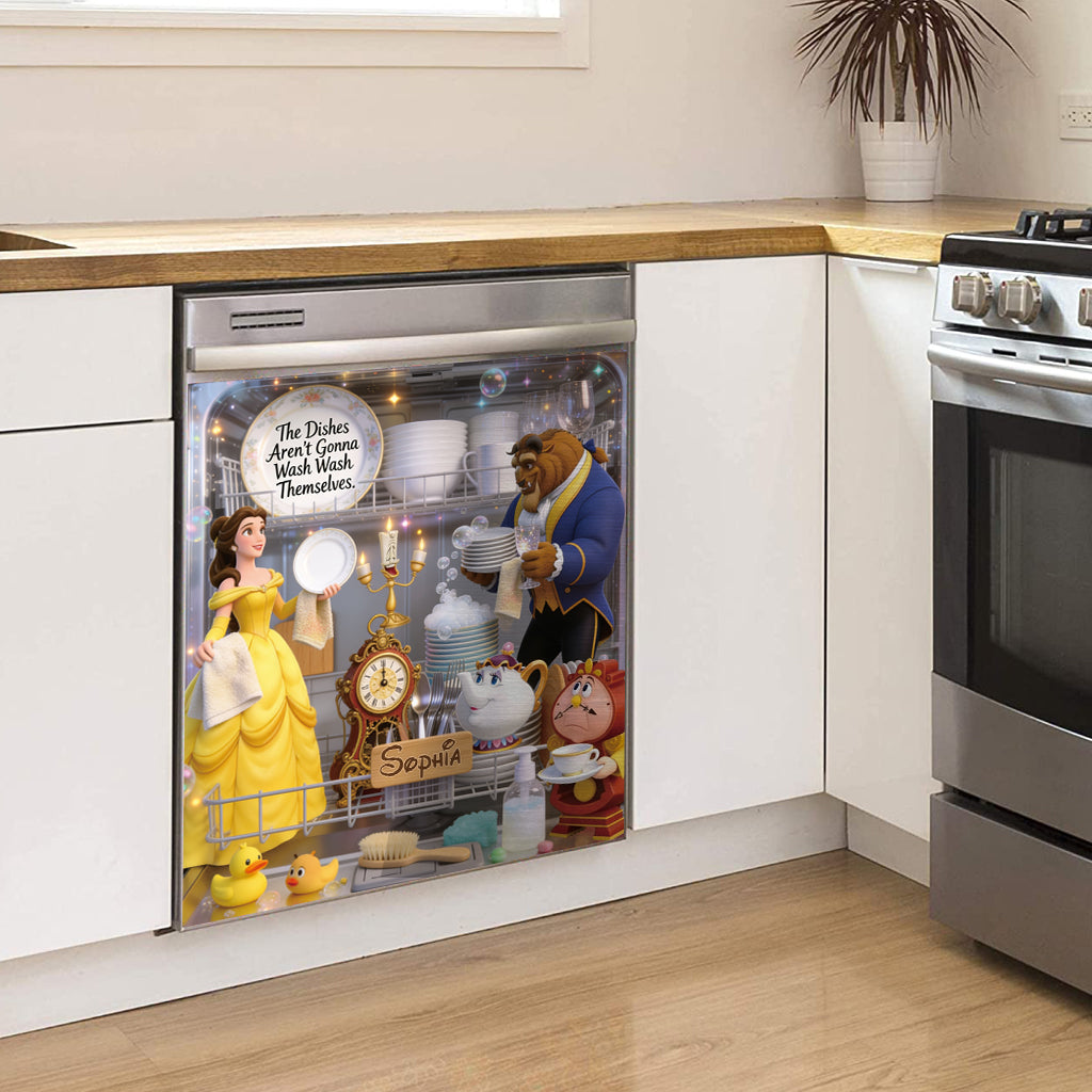 Personalized Dishwasher Cover Beauty and the Beast Custom Name Gift Dishwasher Cover GradoCreations