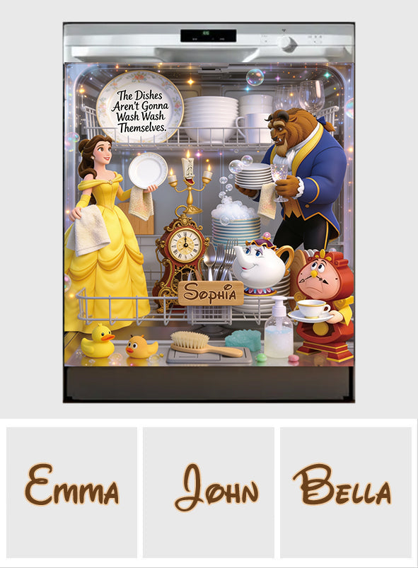 Personalized Dishwasher Cover Beauty and the Beast Custom Name Gift Dishwasher Cover GradoCreations