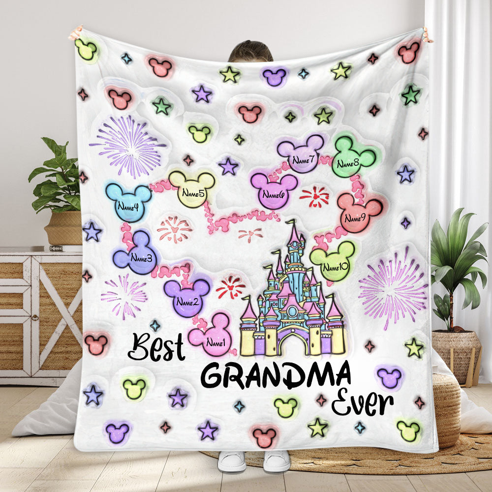 Personalized Flannel Blanket Best Grandma Gift with Names Blanket GradoCreations