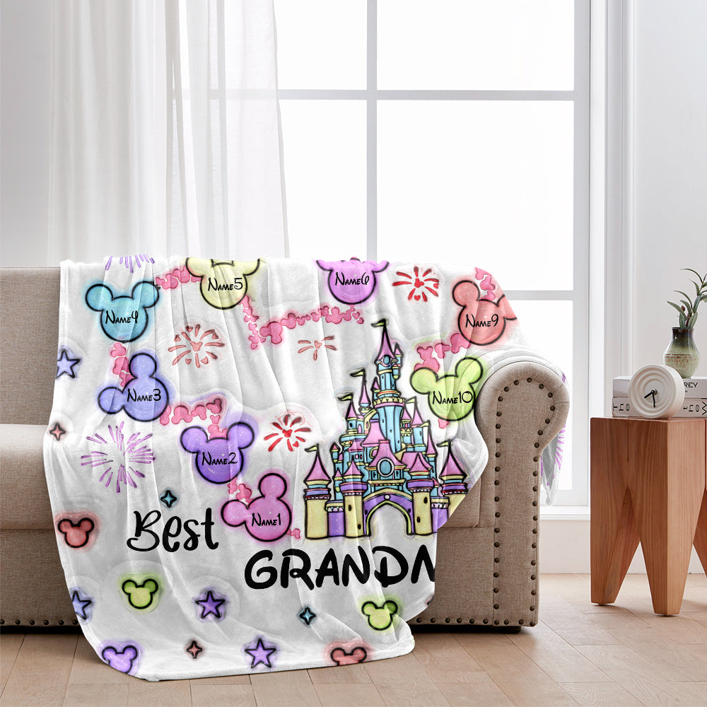 Personalized Flannel Blanket Best Grandma Gift with Names Blanket GradoCreations