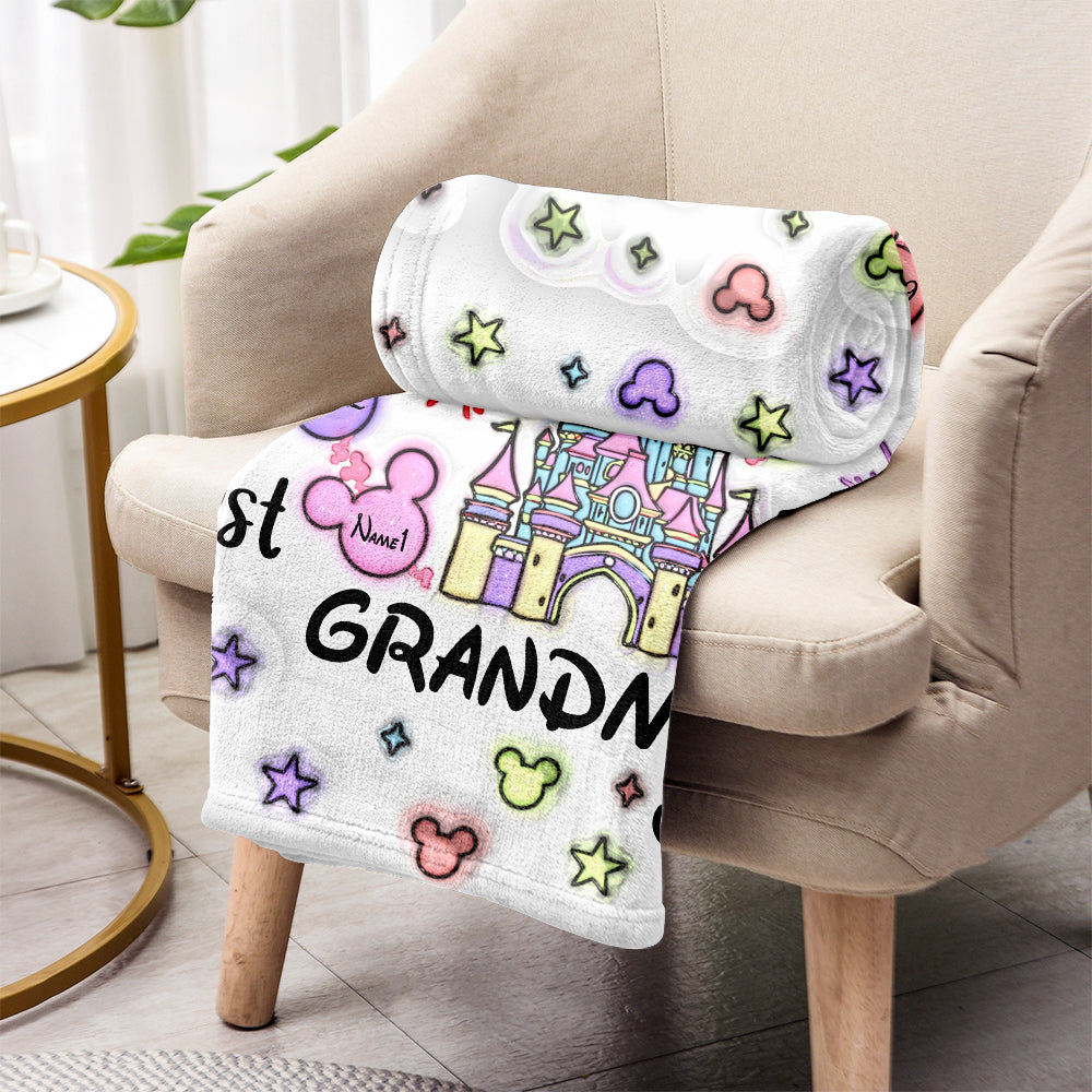 Personalized Flannel Blanket Best Grandma Gift with Names Blanket GradoCreations