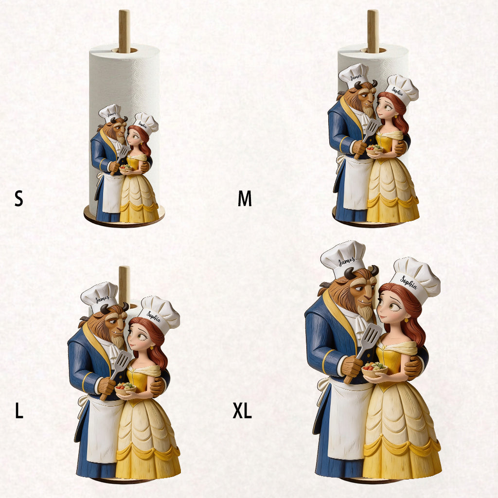 Personalized Beauty and the Beast Paper Towel Stand for Couples Gift Paper Towel Stand GradoCreations
