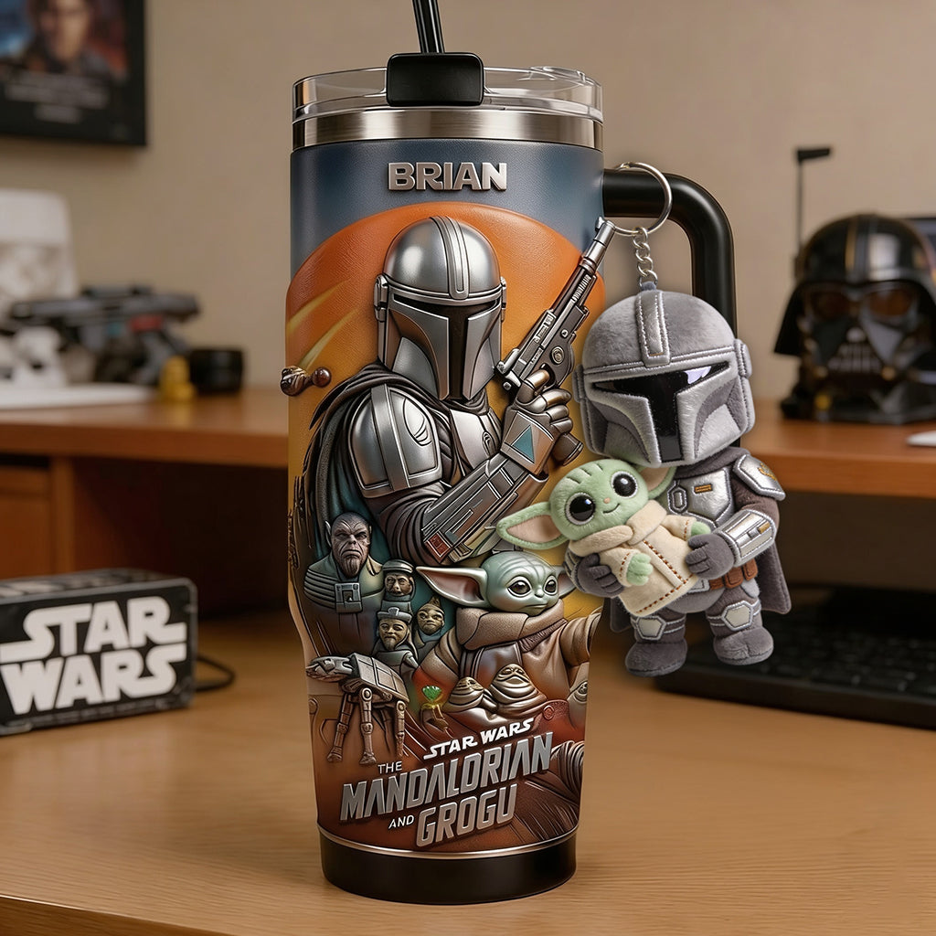 Personalized Star Wars Tumbler with Plush Charm for Fans Tumbler With Plush Charm GradoCreations