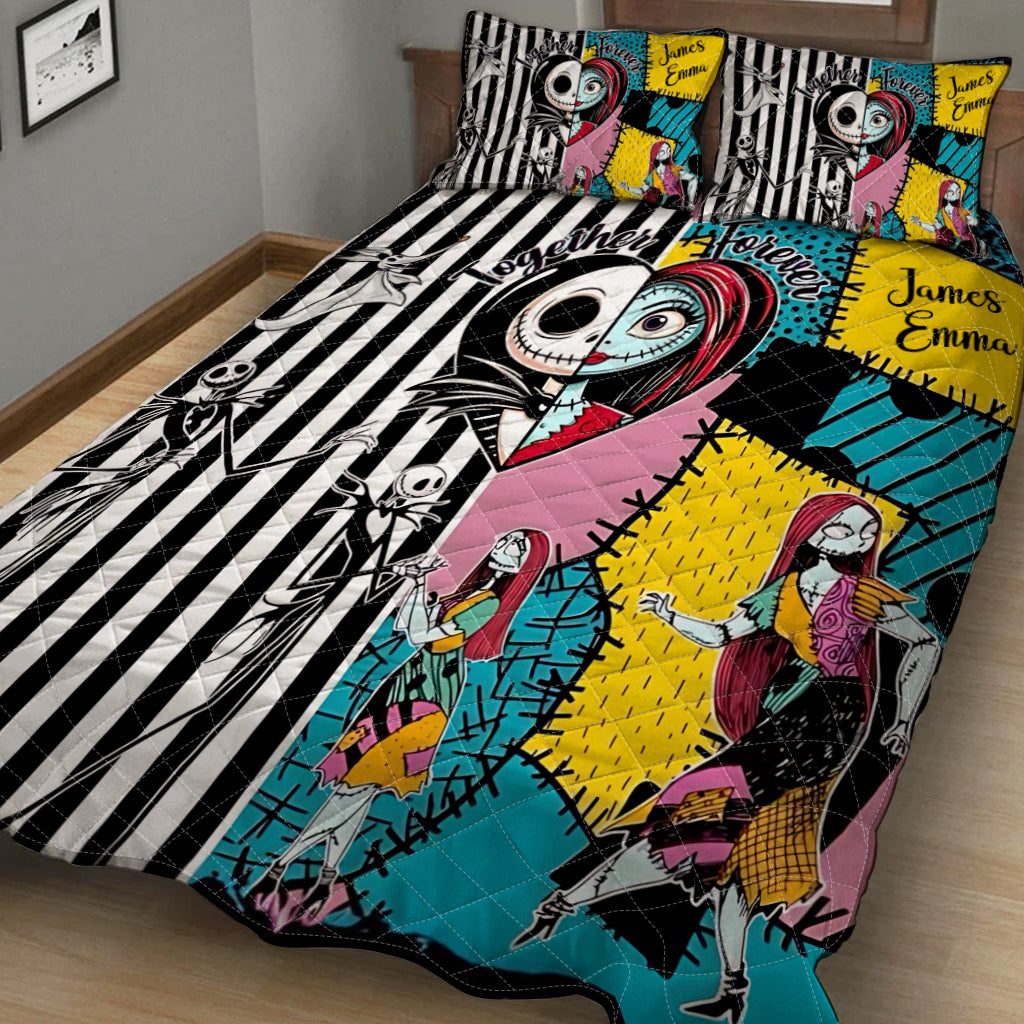 Personalized Nightmare Before Christmas Quilt Set Custom Names Gift for Couples Quilt Set GradoCreations