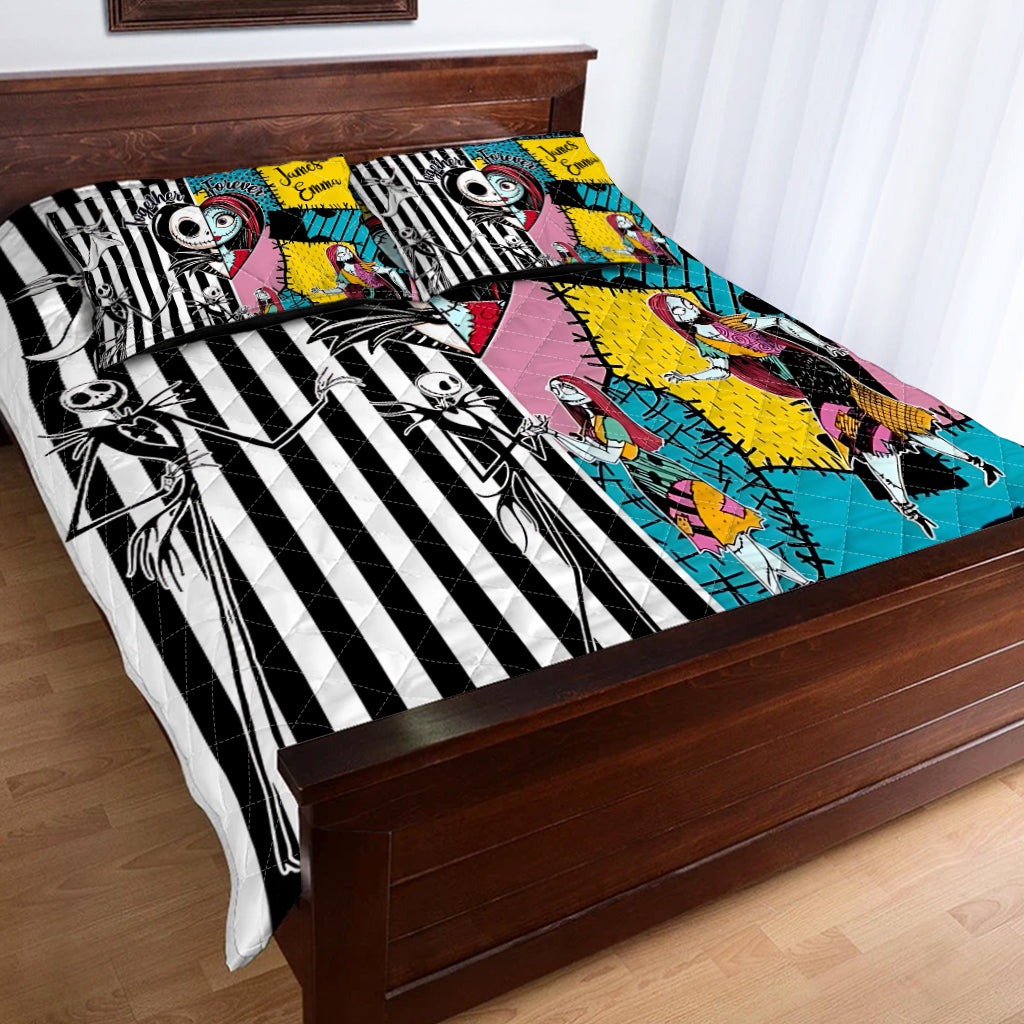 Personalized Nightmare Before Christmas Quilt Set Custom Names Gift for Couples Quilt Set GradoCreations