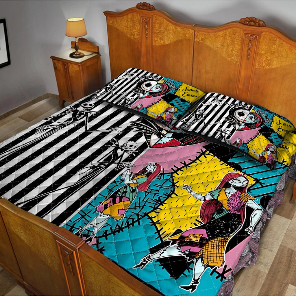 Personalized Nightmare Before Christmas Quilt Set Custom Names Gift for Couples Quilt Set GradoCreations
