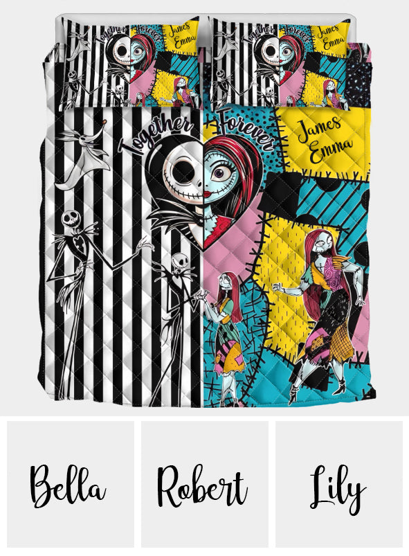 Personalized Nightmare Before Christmas Quilt Set Custom Names Gift for Couples Quilt Set GradoCreations