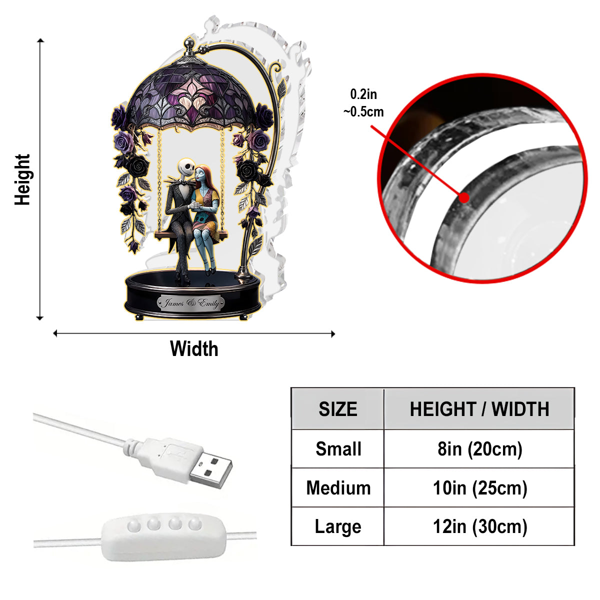 Personalized Acrylic LED Night Light Custom Design Gift Acrylic LED Night Light GradoCreations