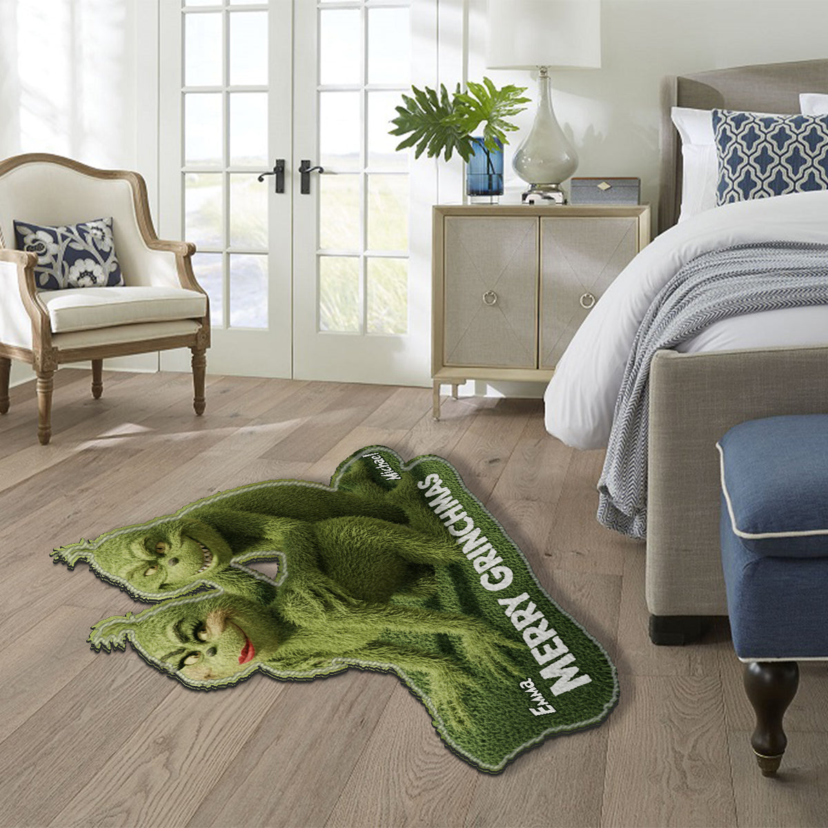 Personalized Grinch-Themed Non-Slip Tufted Rug for Christmas Decor Non-Slip Tufted Rug GradoCreations