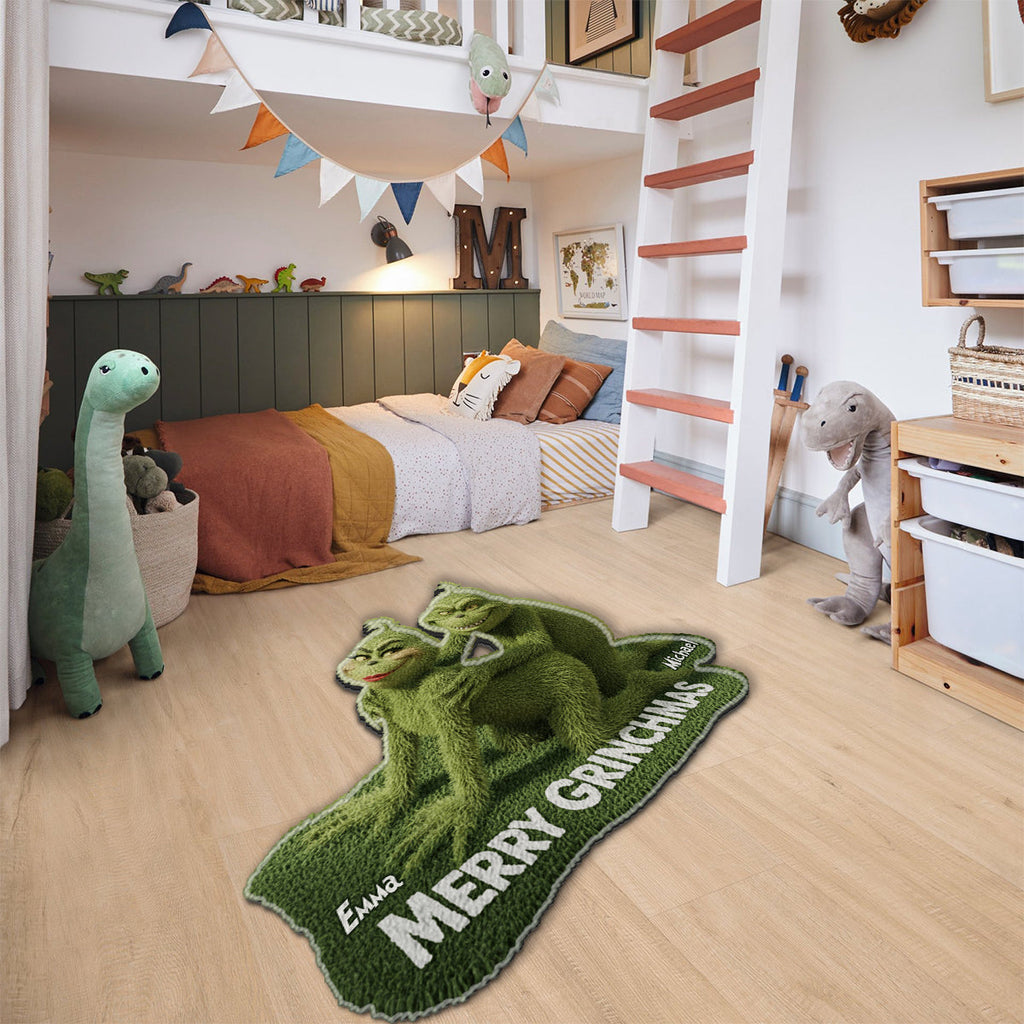 Personalized Grinch-Themed Non-Slip Tufted Rug for Christmas Decor Non-Slip Tufted Rug GradoCreations