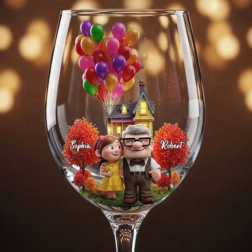 Personalized Couple Wine Glass High Stem Custom Name Gift Wine Glass With Long Stem GradoCreations