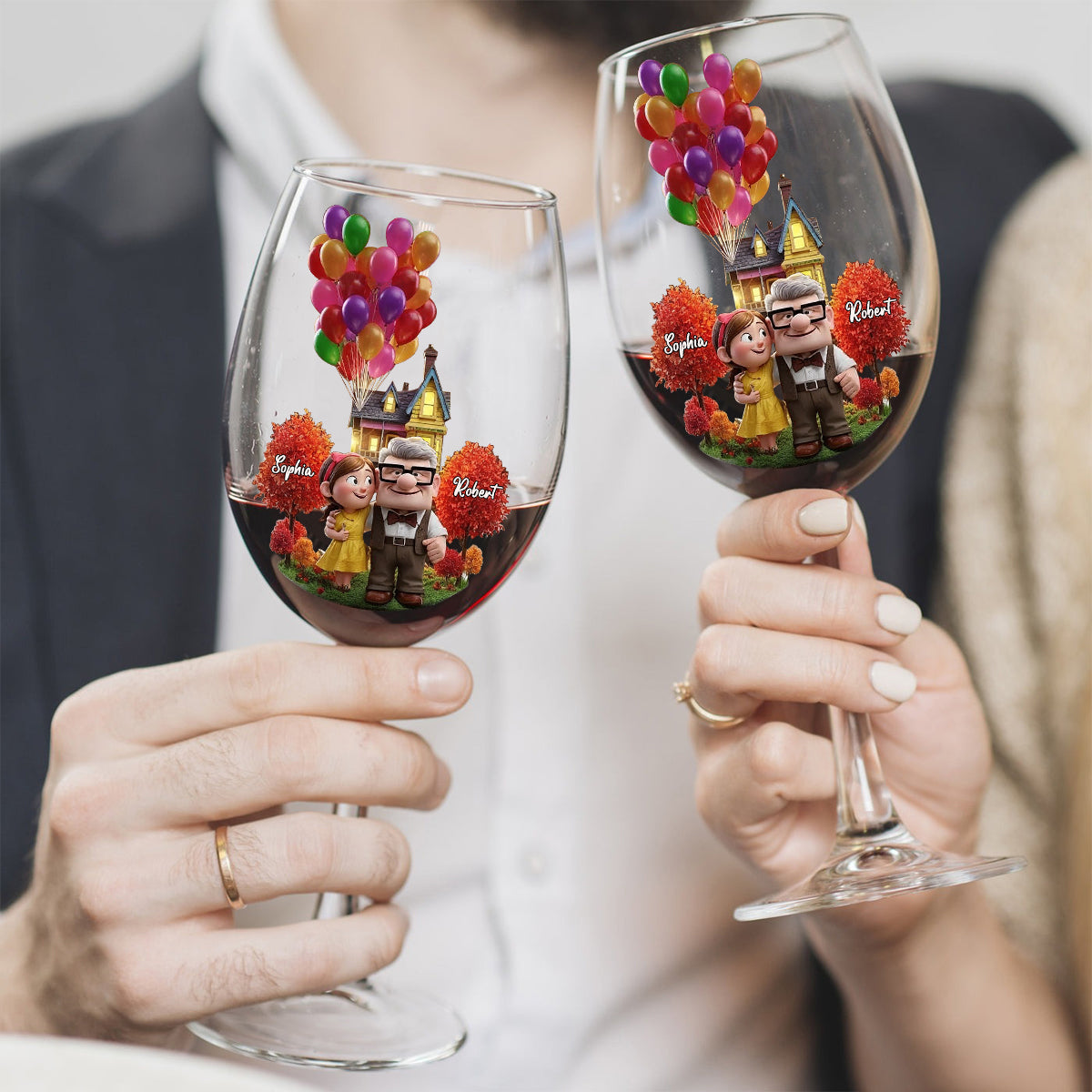 Personalized Couple Wine Glass High Stem Custom Name Gift Wine Glass With Long Stem GradoCreations