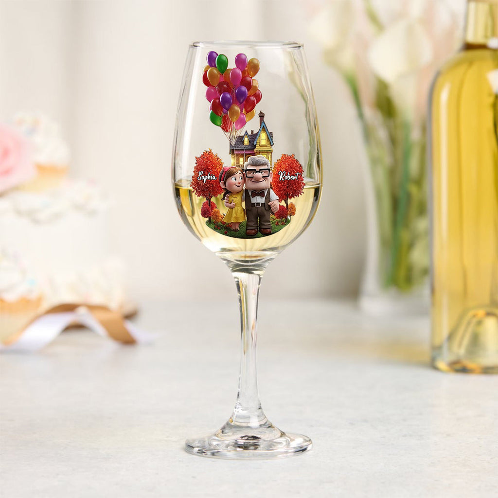 Personalized Couple Wine Glass High Stem Custom Name Gift Wine Glass With Long Stem GradoCreations