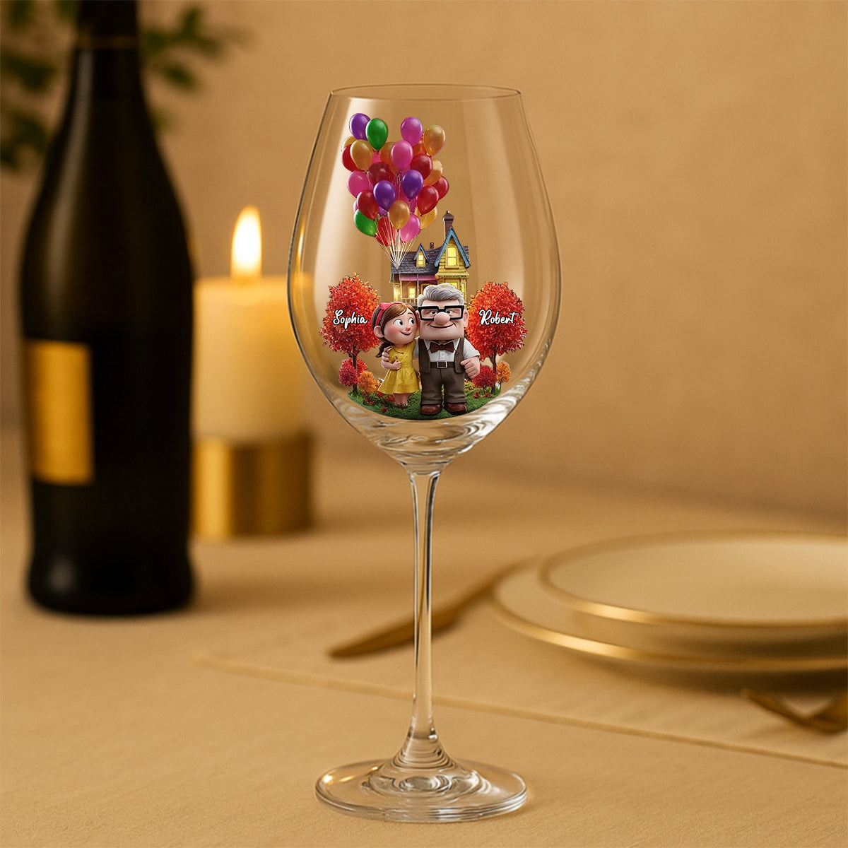 Personalized Couple Wine Glass High Stem Custom Name Gift Wine Glass With Long Stem GradoCreations