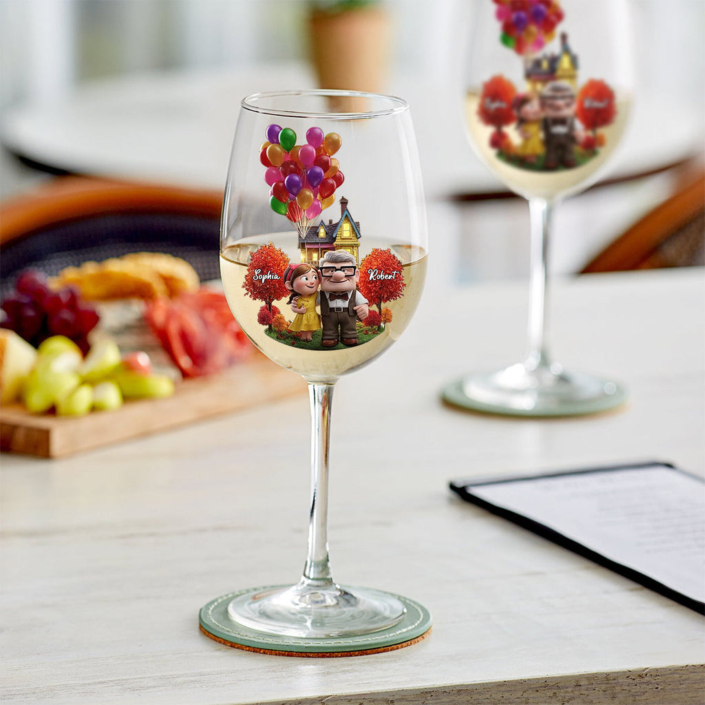 Personalized Couple Wine Glass High Stem Custom Name Gift Wine Glass With Long Stem GradoCreations