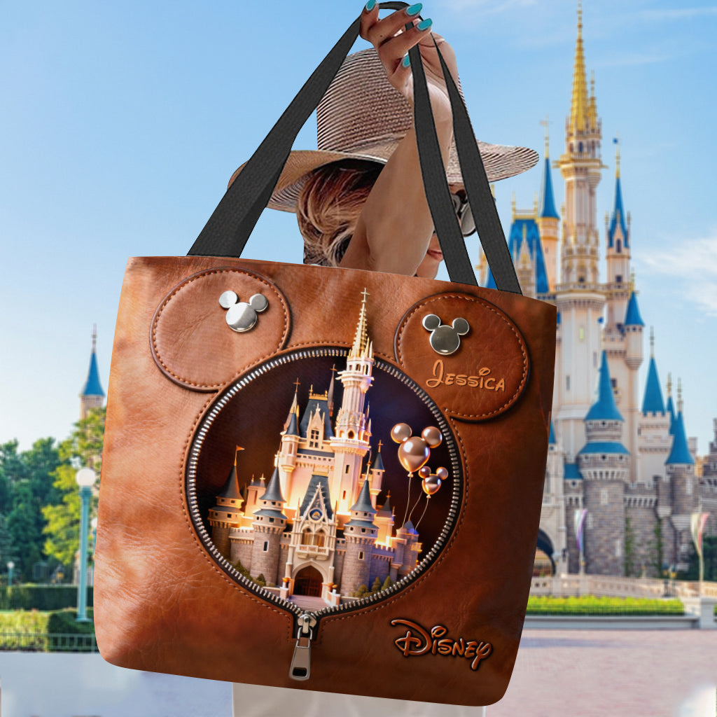Personalized Disney Castle Tote Bag Custom Name Gift Tote Bag GradoCreations