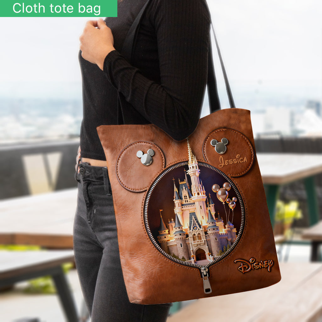 Personalized Disney Castle Tote Bag Custom Name Gift Tote Bag GradoCreations