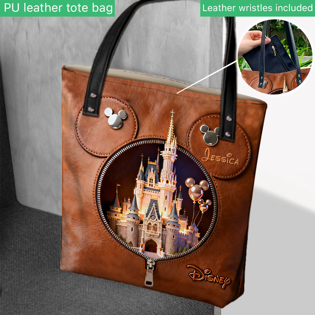 Personalized Disney Castle Tote Bag Custom Name Gift Tote Bag GradoCreations