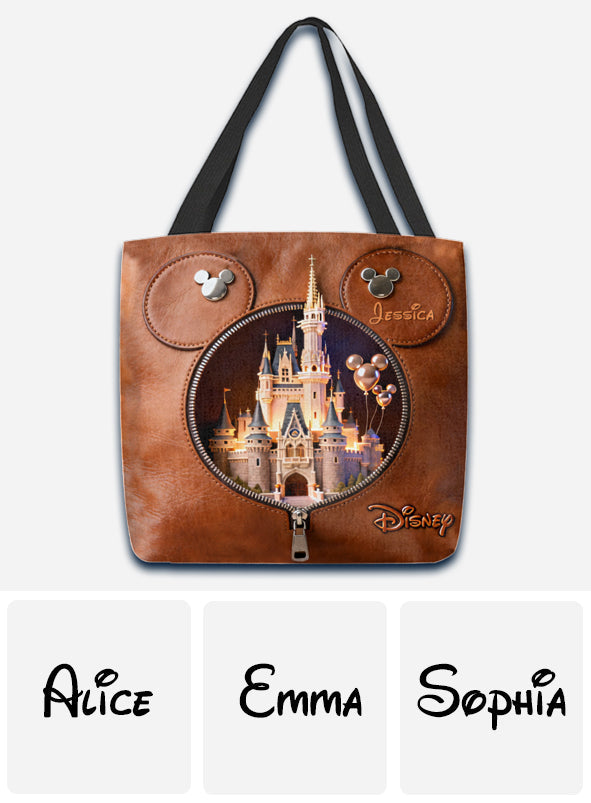 Personalized Disney Castle Tote Bag Custom Name Gift Tote Bag GradoCreations