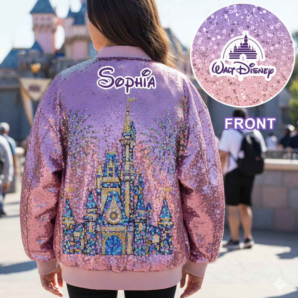 Personalized Sequin Bomber Jacket Custom Name for Kids Bomber Jacket GradoCreations