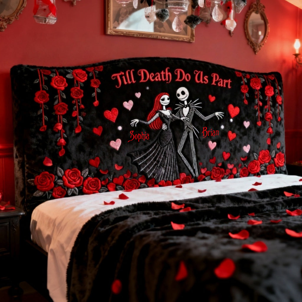 Personalized Till Death Do Us Part Headboard Slipcover for Couples Headboard Slipcover GradoCreations