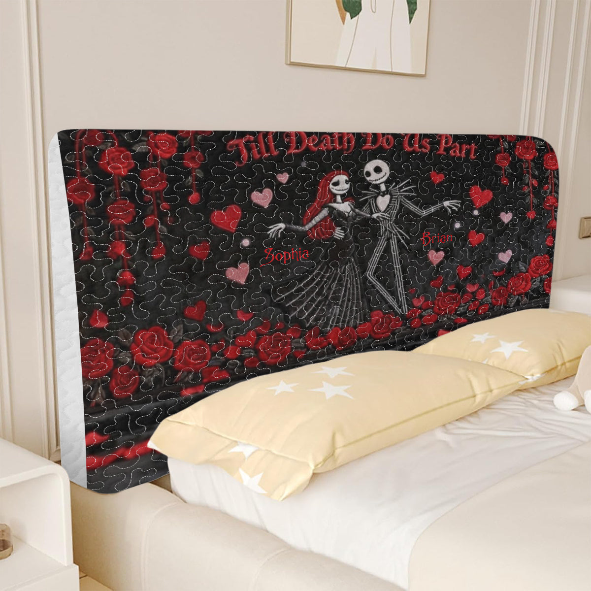 Personalized Till Death Do Us Part Headboard Slipcover for Couples Headboard Slipcover GradoCreations